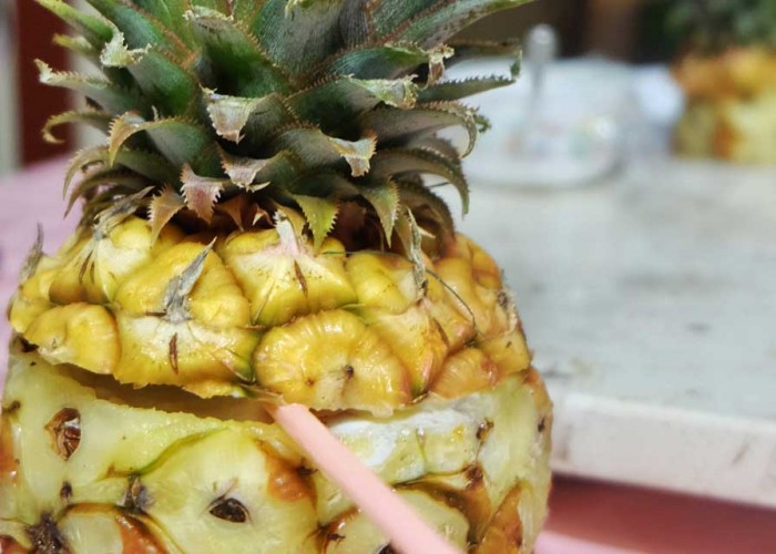 Piña Colada inside the pineapple in Casa Carballo y Mandy in Playa Giron, Cuba.